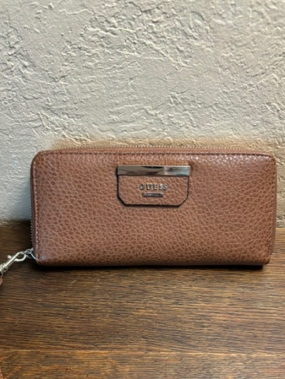 Guess Wristlet Ryan Wallet- Brown